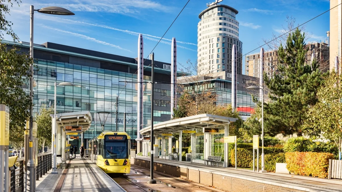 manchester media cityUK tram stop metrolink